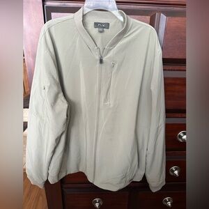 FLX Zip Up Mens XL Jacket Khaki Several Pockets Lightweight Casual Wear